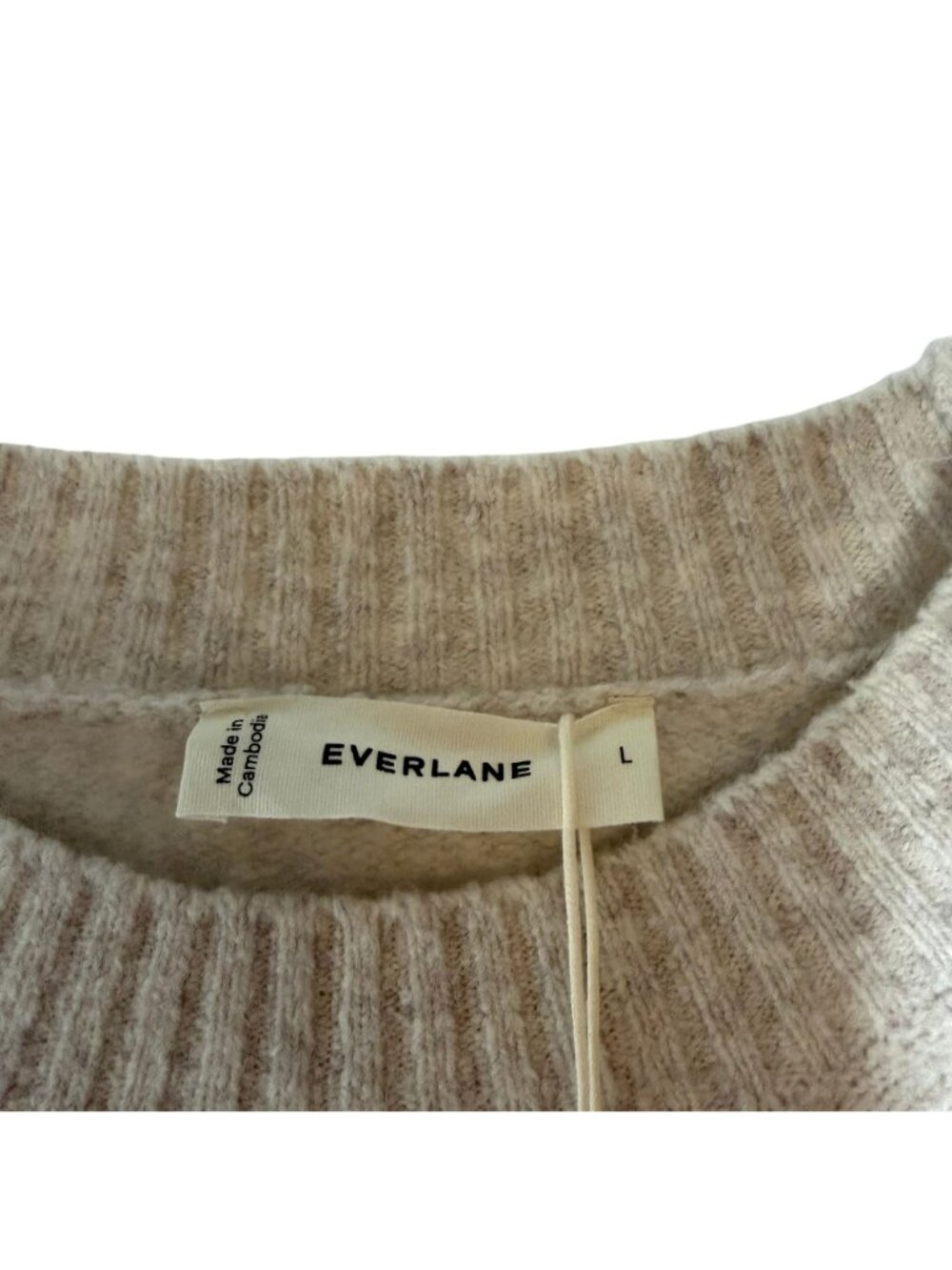 Everlane The Cocoon Crew in Plush Cotton Women's Size Large Heather Oat NWT! - Picture 4 of 6